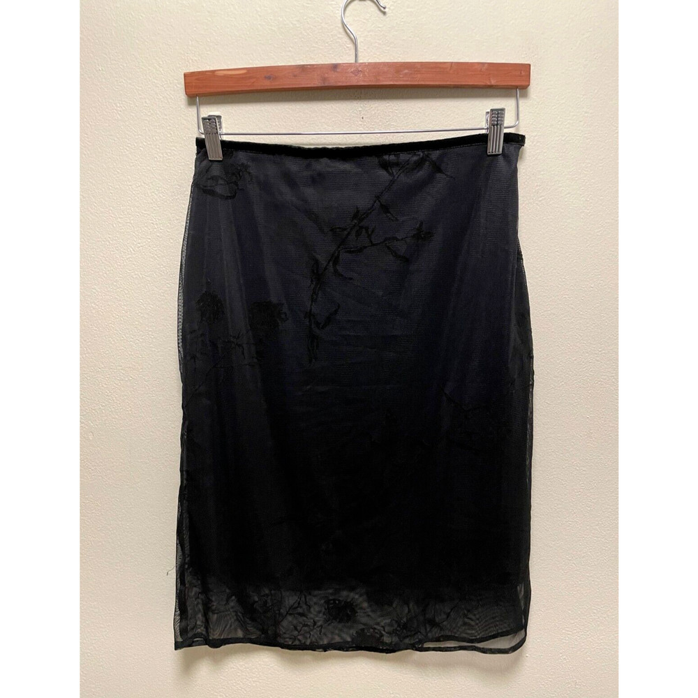 Vintage Norton Mcnaughton Womens Skirt Size 10 Black Floral Mesh Whimsigoth 90s - Picture 1 of 11